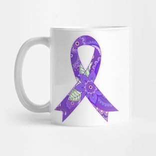 Flower pattern Purple Awareness Ribbon Mug